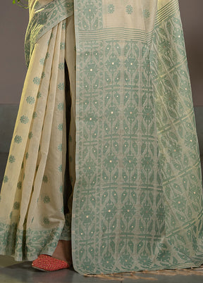 Green Tant Cotton Saree With Blouse Piece