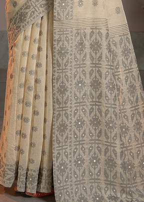 Grey Tant Cotton Saree With Blouse Piece