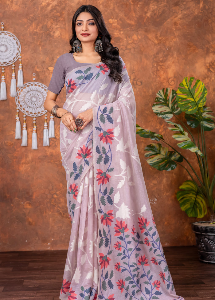 Lavender Tant Cotton Saree With Blouse Piece