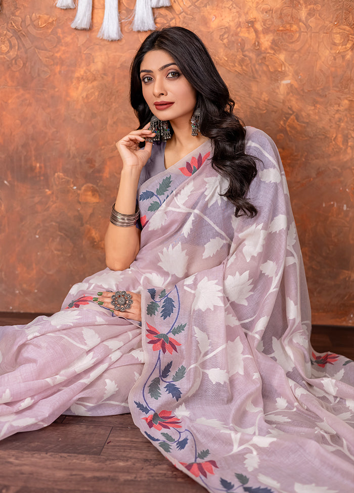 Lavender Tant Cotton Saree With Blouse Piece
