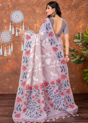 Lavender Tant Cotton Saree With Blouse Piece