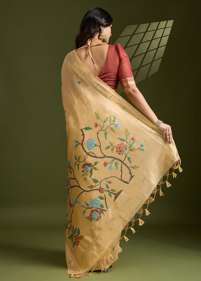 Yellow Cotton Saree With Blouse Piece