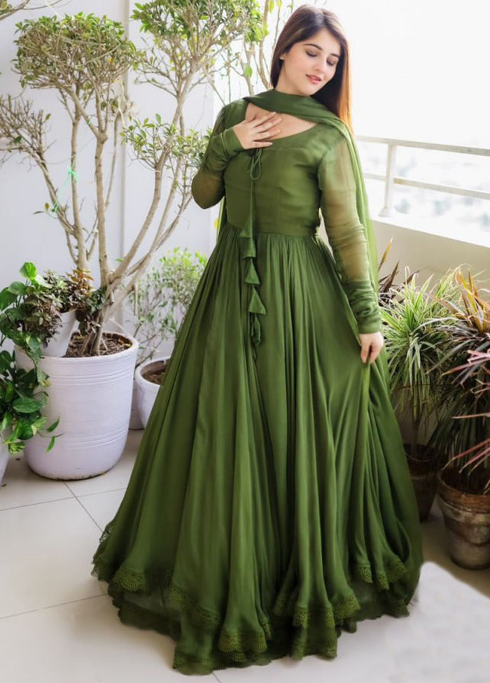 Green Georgette Gown - Indian Silk House Agencies