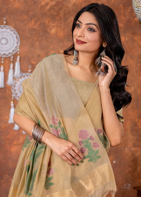 Beige Tant Cotton Saree With Blouse Piece