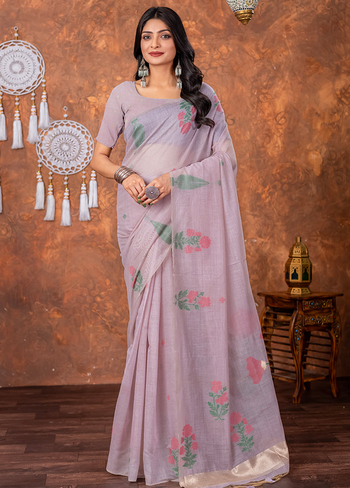 Lavender Tant Cotton Saree With Blouse Piece