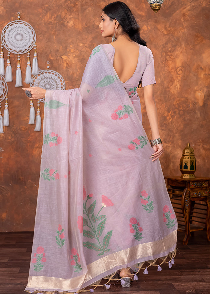 Lavender Tant Cotton Saree With Blouse Piece