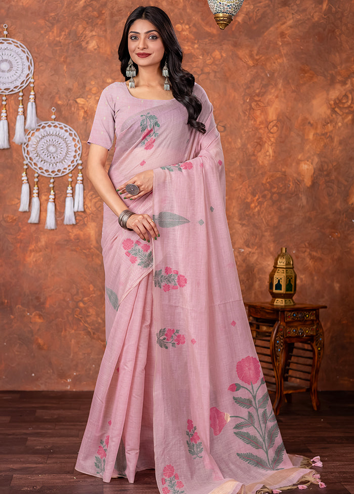 Pink Tant Cotton Saree With Blouse Piece