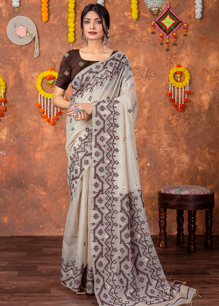 Brown Tant Cotton Saree With Blouse Piece