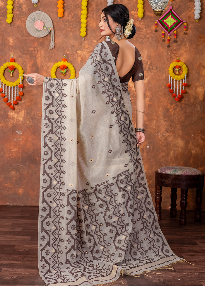 Brown Tant Cotton Saree With Blouse Piece