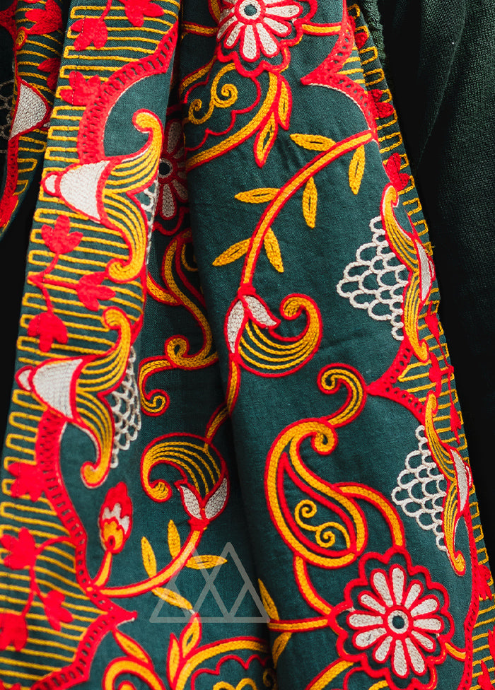 Pine Green Khadi Scarf - Indian Silk House Agencies