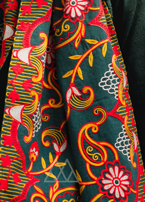 Pine Green Khadi Scarf - Indian Silk House Agencies