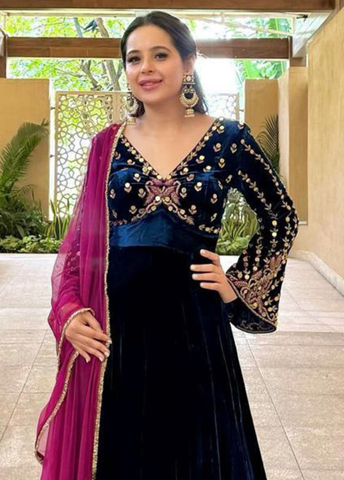 3 Pc Multicolor Georgette Semi Stitched Lehenga Set - Indian Silk House Agencies