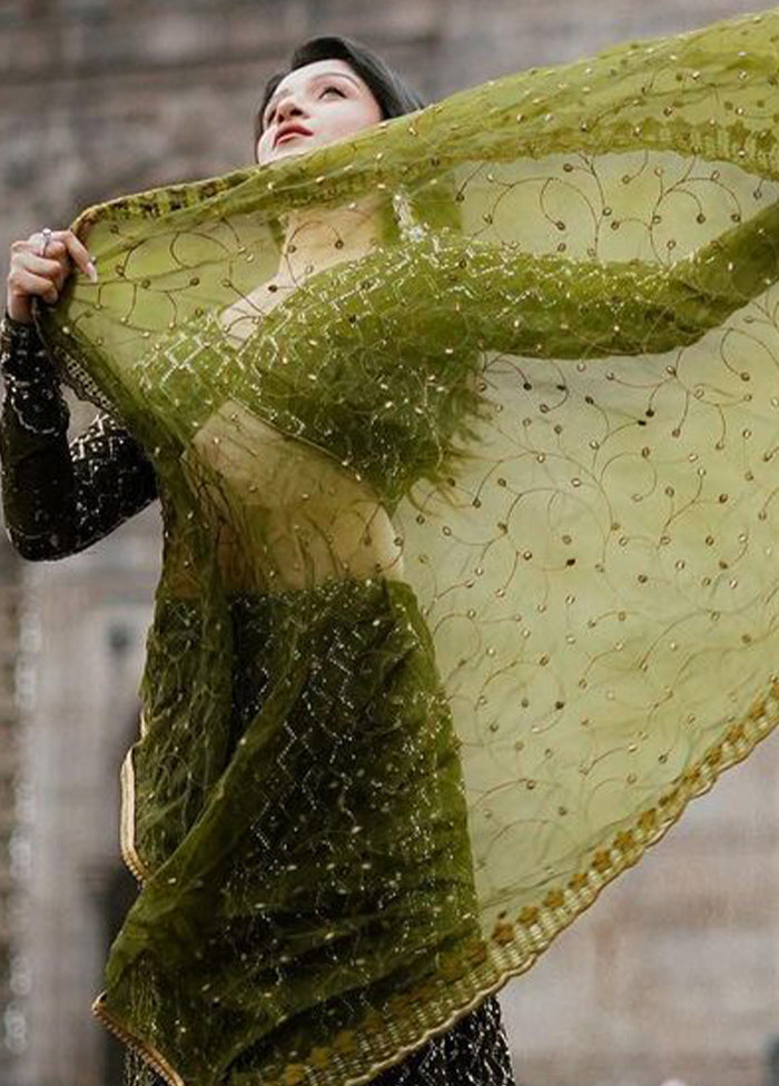 3 Pc Multicolor Georgette Semi Stitched Lehenga Set - Indian Silk House Agencies