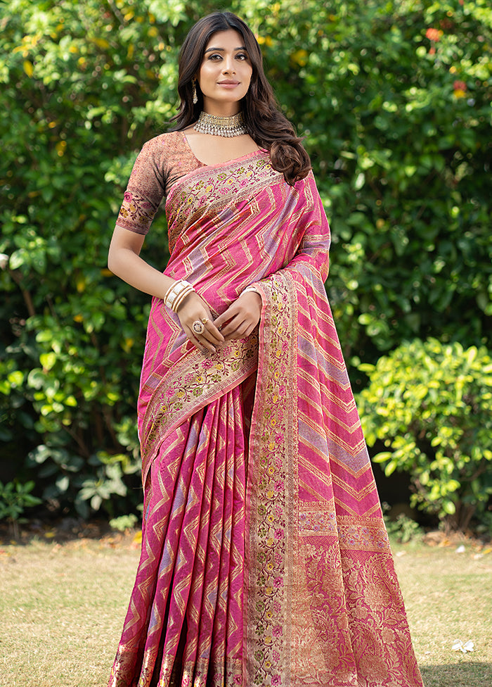 Pink Spun Silk Saree With Blouse Piece