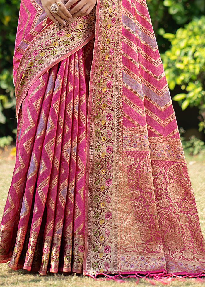 Pink Spun Silk Saree With Blouse Piece