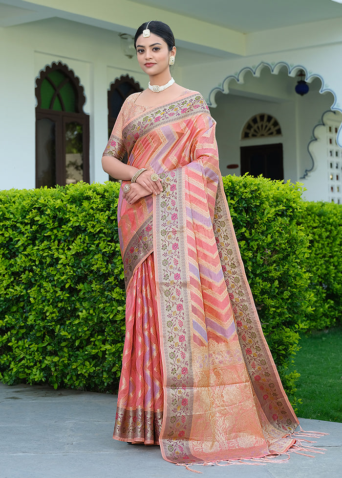 Pink Spun Silk Saree With Blouse Piece