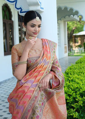 Pink Spun Silk Saree With Blouse Piece