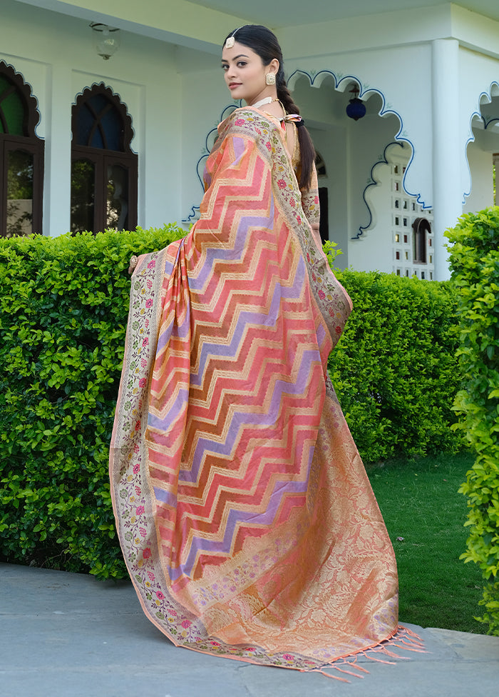 Pink Spun Silk Saree With Blouse Piece