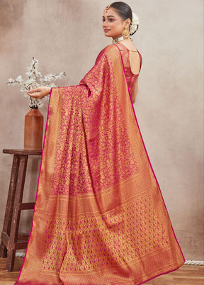 Pink Spun Silk Saree With Blouse Piece