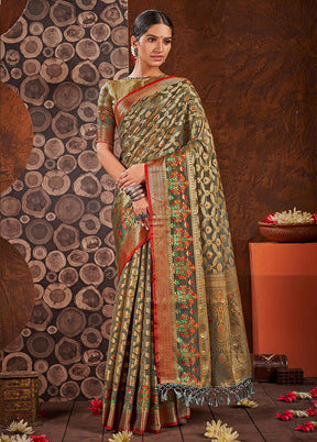 Grey Organza Saree With Blouse Piece - Indian Silk House Agencies