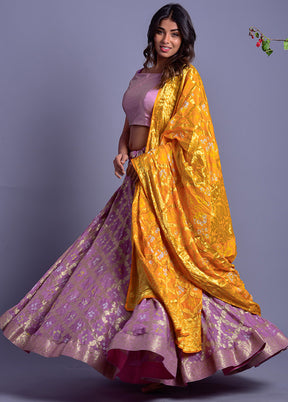 Lavender Readymade Silk Lehenga Set With Dupatta - Indian Silk House Agencies