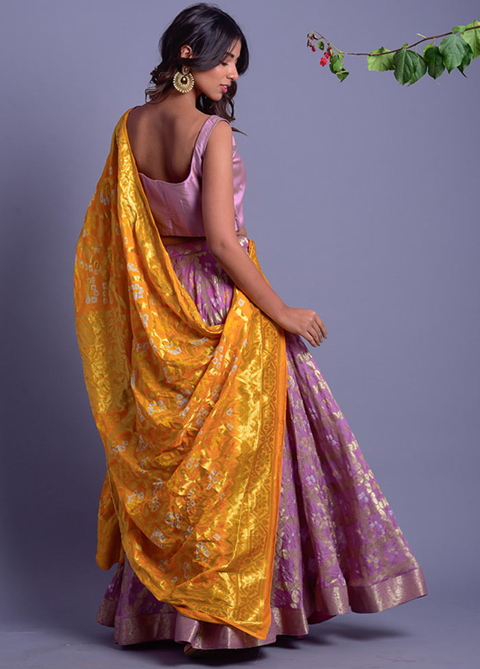 Lavender Readymade Silk Lehenga Set With Dupatta - Indian Silk House Agencies