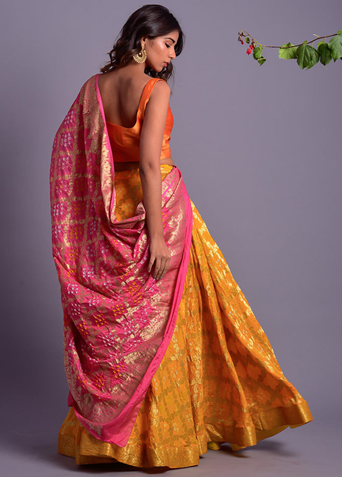 Yellow Readymade Silk Lehenga Set With Dupatta - Indian Silk House Agencies
