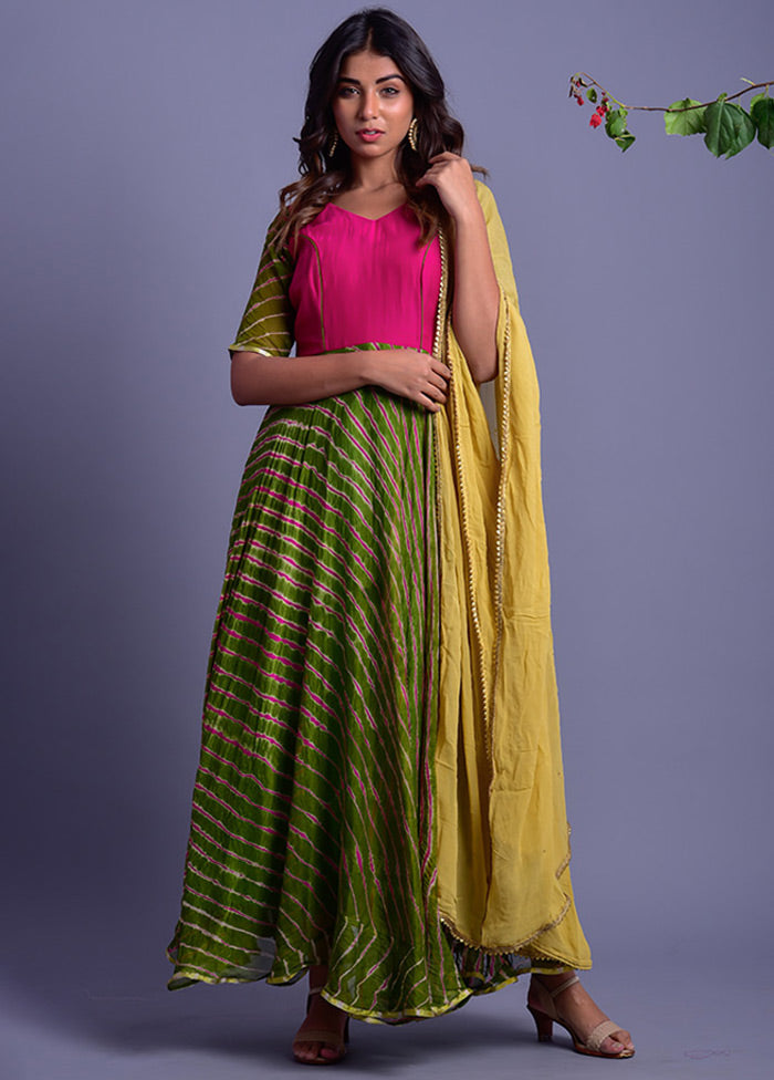 2 Pc Green Georgette Anarkali With Dupatta VDRAN100040825 - Indian Silk House Agencies