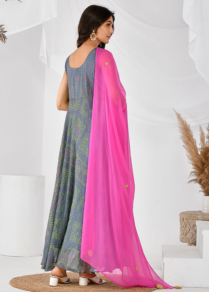 2 Pc Grey Cotton Printed Kurti Set VDRAN12042028 - Indian Silk House Agencies