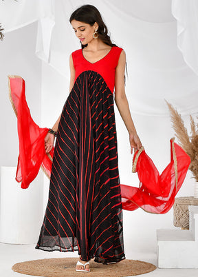 2 Pc Black Chiffon Printed Kurti Set VDRAN12042029 - Indian Silk House Agencies