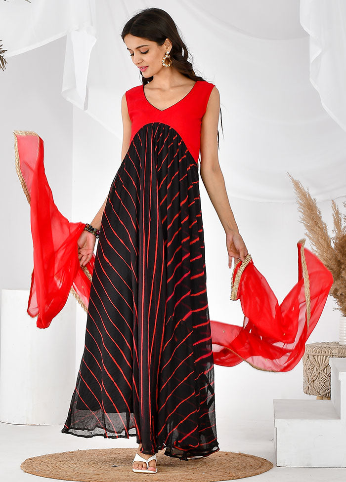 2 Pc Black Chiffon Printed Kurti Set VDRAN12042029 - Indian Silk House Agencies