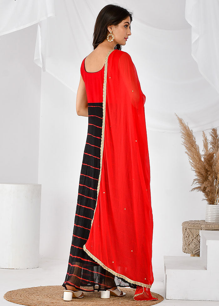 2 Pc Black Chiffon Printed Kurti Set VDRAN12042029 - Indian Silk House Agencies