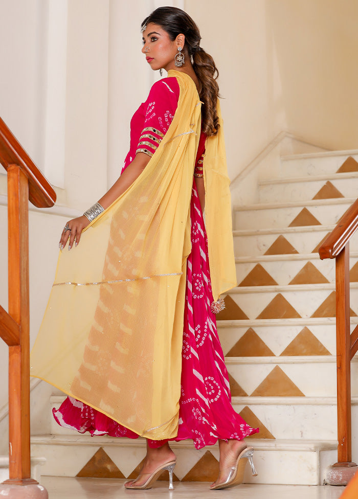 Magenta Pure Georgette Indian Dress With Dupatta - Indian Silk House Agencies