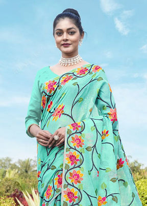 Blue Tant Cotton Saree With Blouse Piece