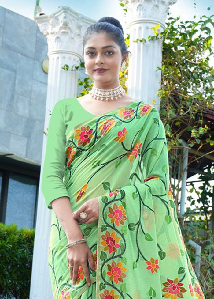 Green Tant Cotton Saree With Blouse Piece