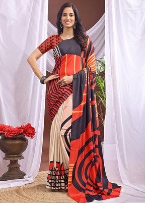 Multicolor Georgette Saree With Blouse Piece