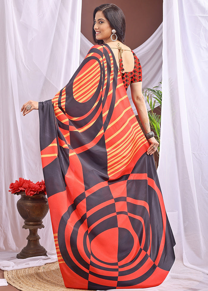 Multicolor Georgette Saree With Blouse Piece