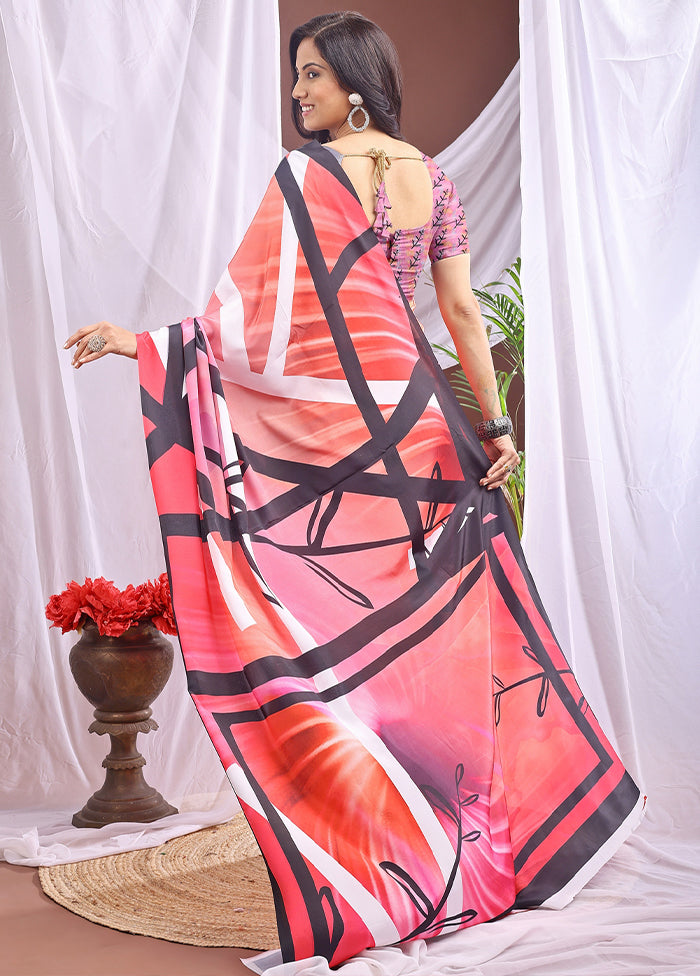 Multicolor Spun Silk Saree With Blouse Piece