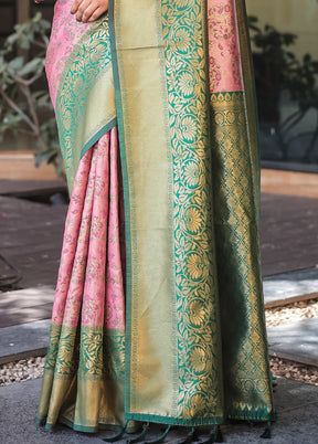 Baby Pink Spun Silk Saree With Blouse Piece