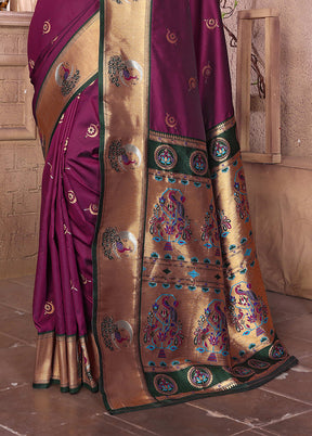 Wine Spun Silk Saree With Blouse Piece