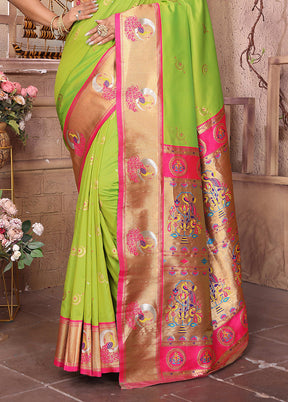 Green Spun Silk Saree With Blouse Piece
