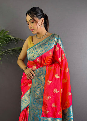 Red Spun Silk Saree With Blouse Piece