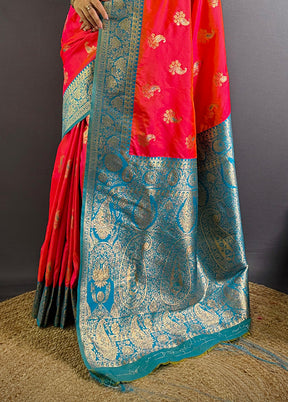 Red Spun Silk Saree With Blouse Piece