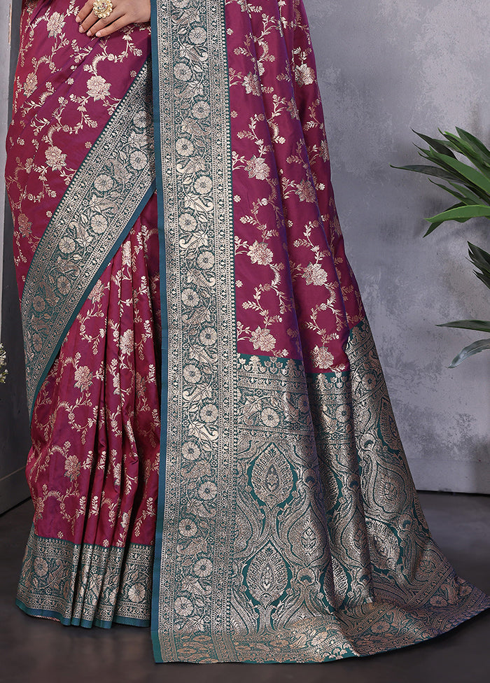 Wine Spun Silk Saree With Blouse Piece