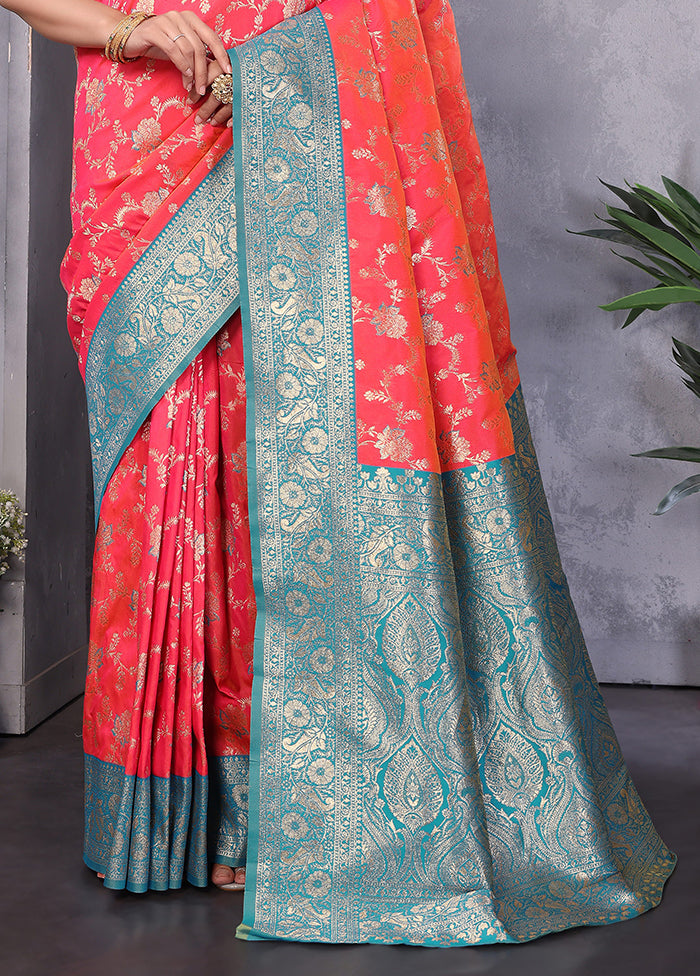 Peach Spun Silk Saree With Blouse Piece