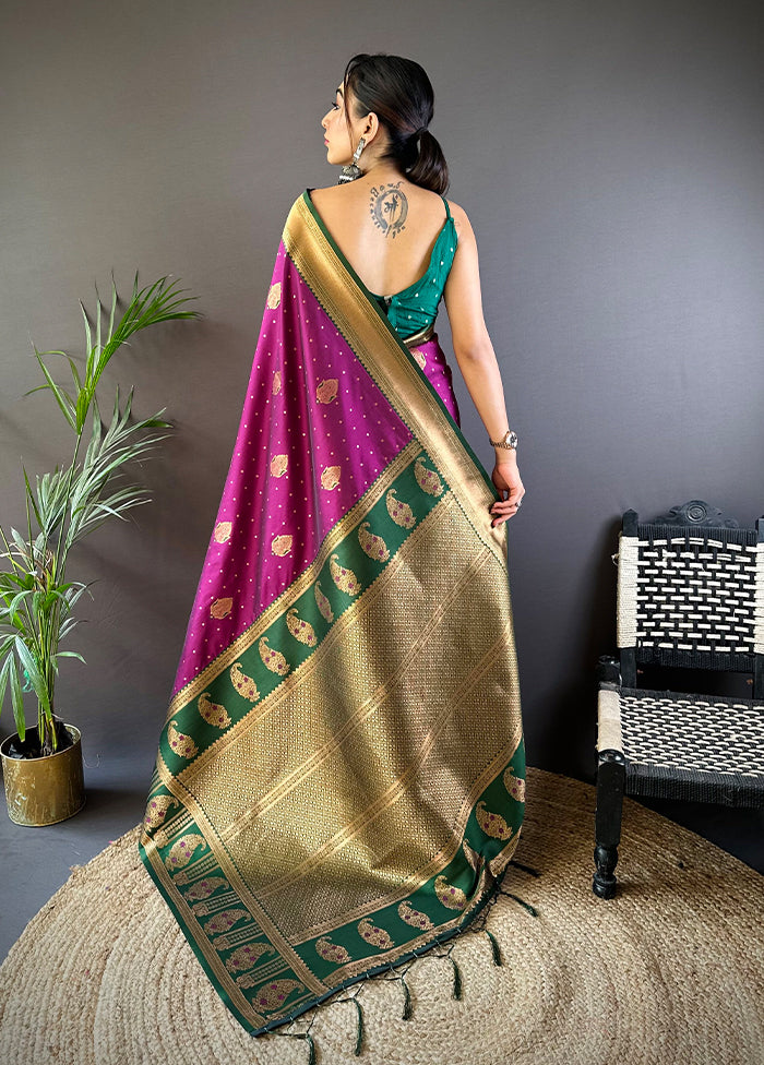Wine Spun Silk Saree With Blouse Piece