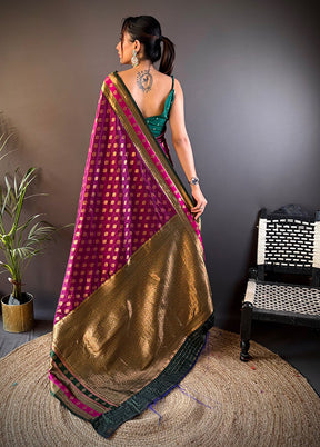 Wine Spun Silk Saree With Blouse Piece