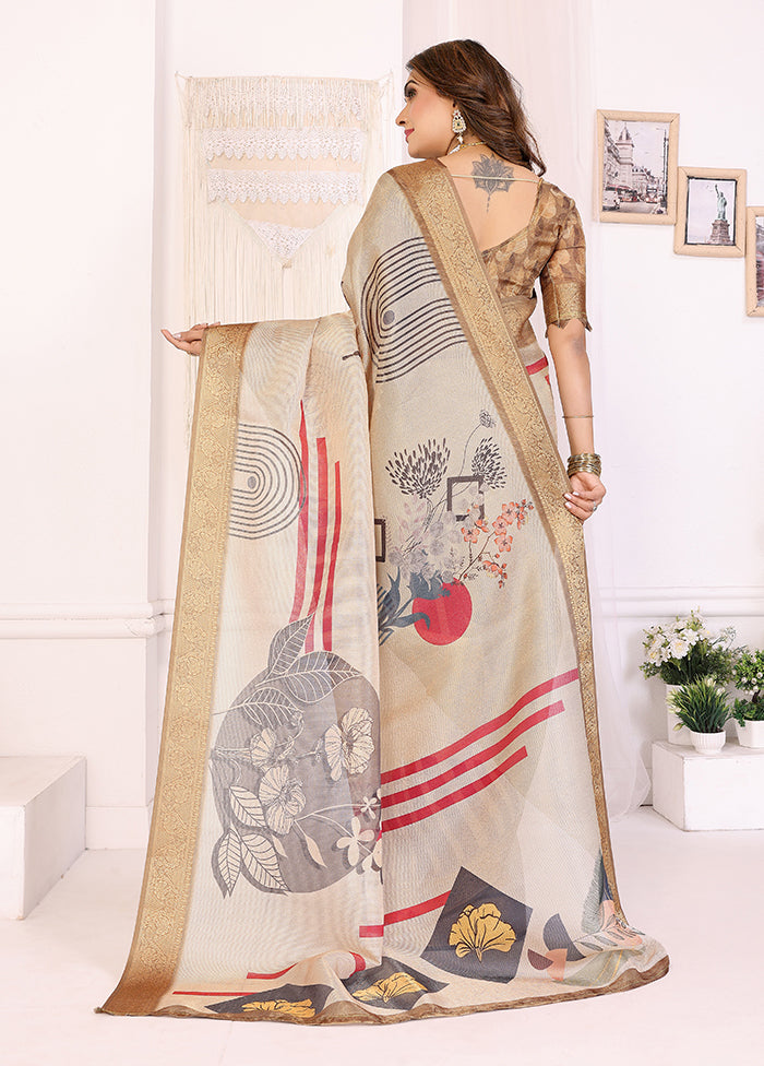 White Spun Silk Saree With Blouse Piece