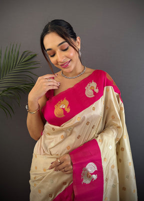 White Spun Silk Saree With Blouse Piece