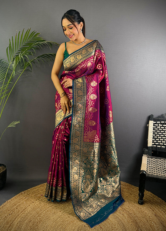 Wine Spun Silk Saree With Blouse Piece